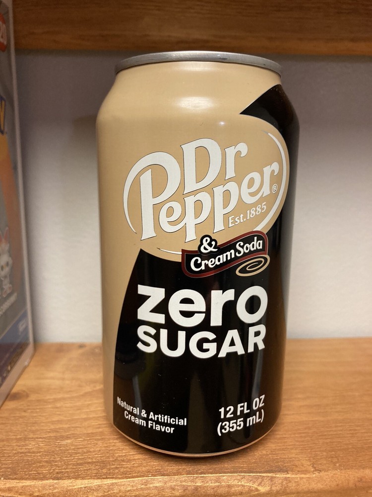 Dr. Pepper Zero Sugar Cream Soda Empty Can. Drained Under Tab.