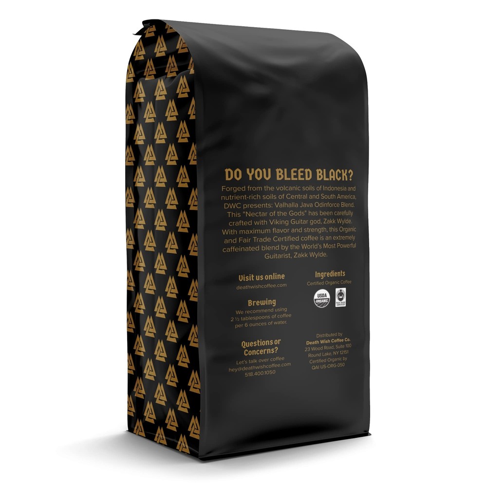 Death Wish Coffee Co. Valhalla Java Odinforce Blend - Whole Bean Dark Roast -...