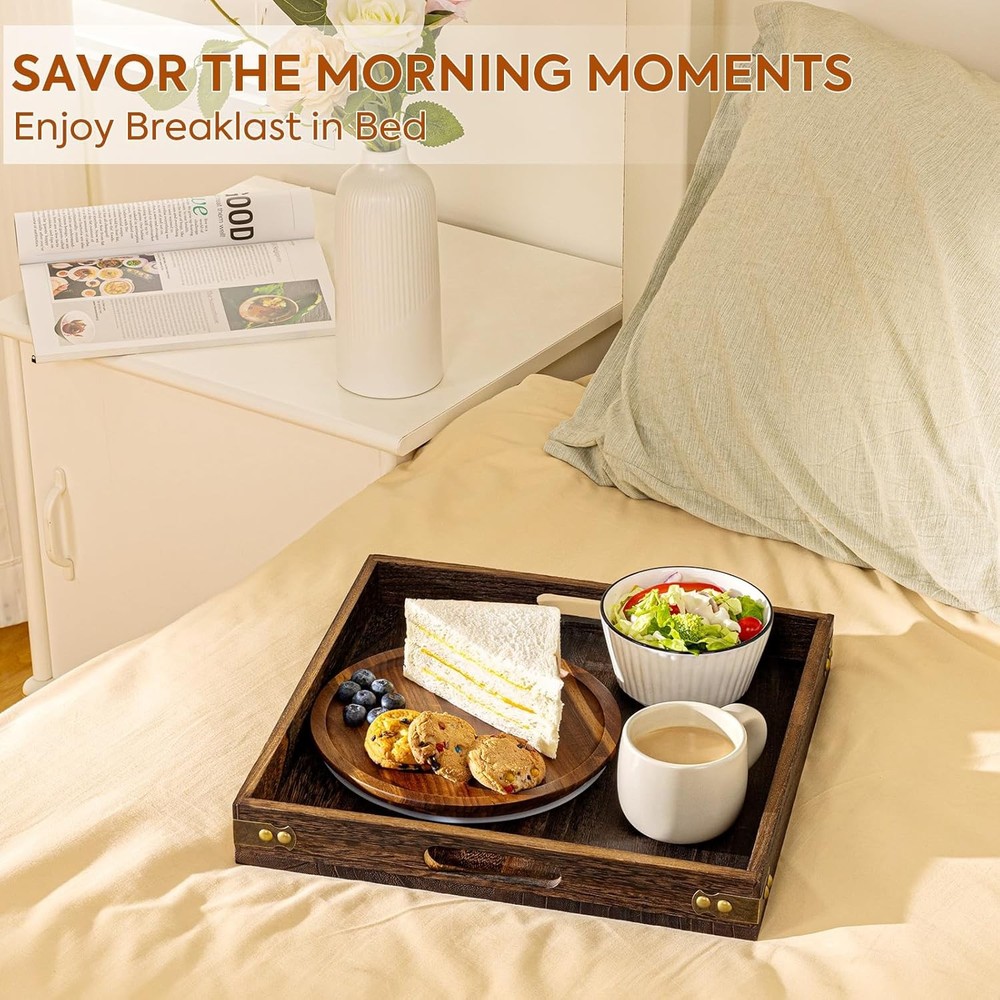 Yangbaga Serving Tray with 1" x x 1", Rustic