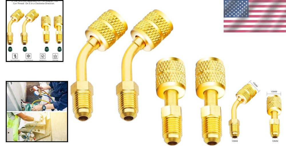 Brass HVAC R410A Adapter Kit, 4 pcs
