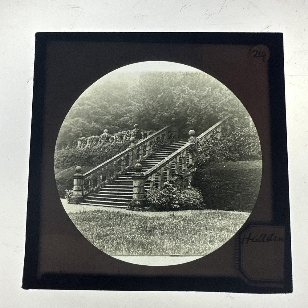 Antique Magic Lantern Slide steps at Haddon hall Derbyshire