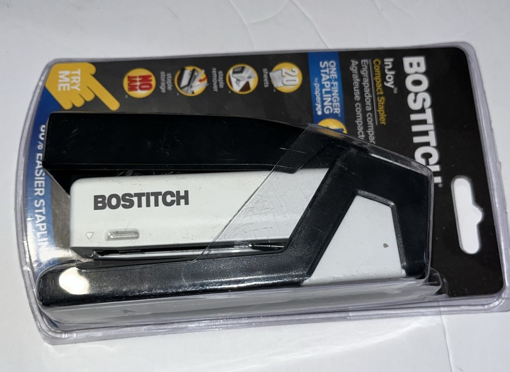 B2 Bostitch Injoy Spring-Powered Compact Stapler, 20-Sheet Capacity Red Standard