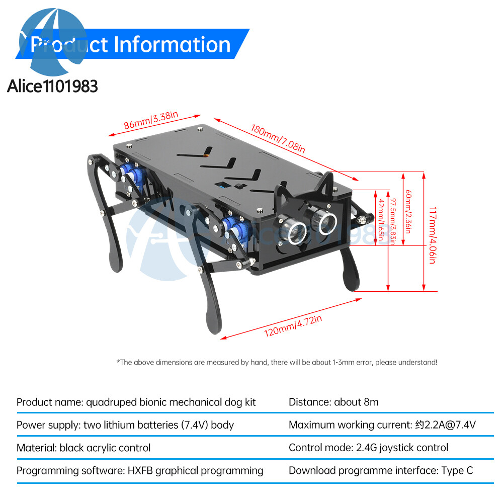 Intelligent Programming Quadruped Robot Bionic Mechanical Dog Kit Remote Control