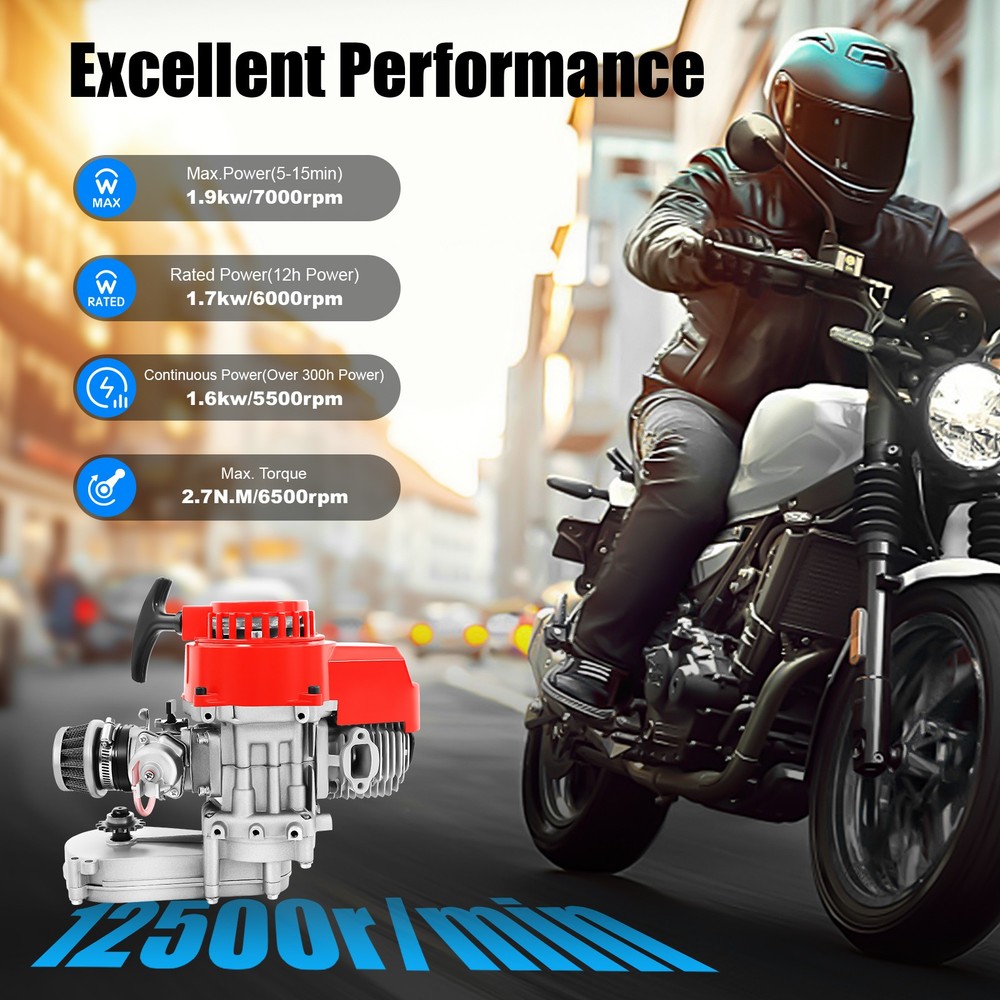 2 Stroke HP Racing Engine Motor 49cc Pocket/Quad/Dirt Bike Pull Start