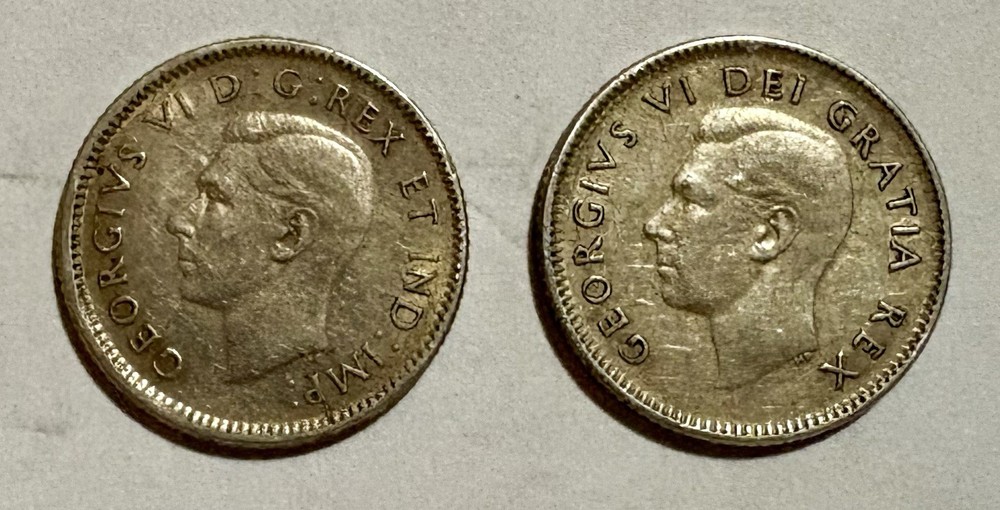 1944 & 1950 CANADA 10 CENT COINS