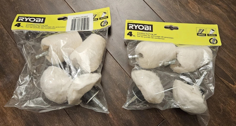 Ryobi A92404 4 PC Contour Buff Buffer Set for 18V Drill / Impact Driver -X2 Pack