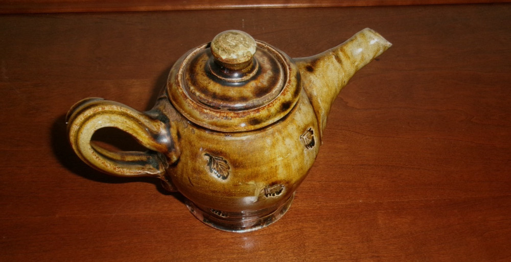 Handmade Pottery Tea Pot 6" Tall Brown Rustic