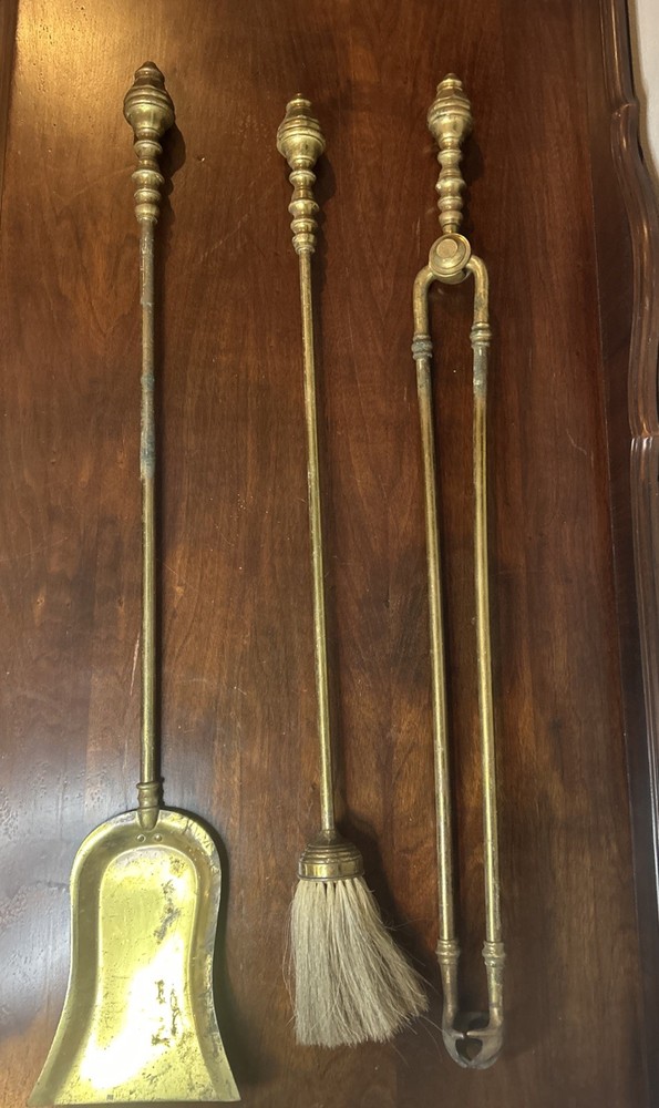 Antique Brass, 3 Piece Fireplace Tool Set