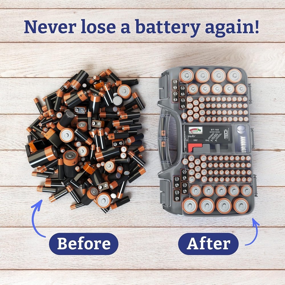 Durable Plastic Battery Storage Case, Clear Lid & Locking Mechanism for Security