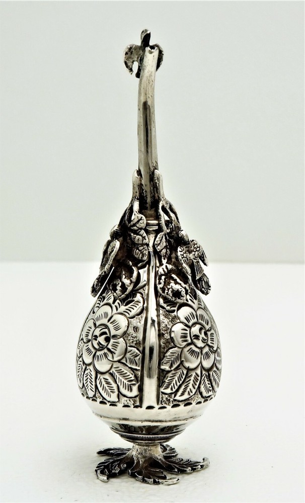 Egypt Arabic Solid Silver Bottle Rosewater Shaker Marked Sculpted Bird Figural