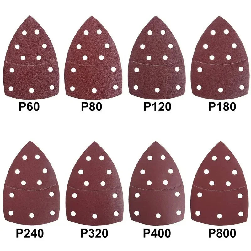20pcs 11 Holes Mouse Detail Sander Sandpaper Triangular Sanding Paper for Mult