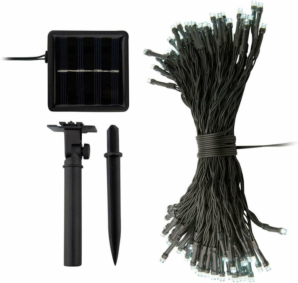 ORA LED Solar Powered String Lights with Automatic Sensor, Black, 112 Ft