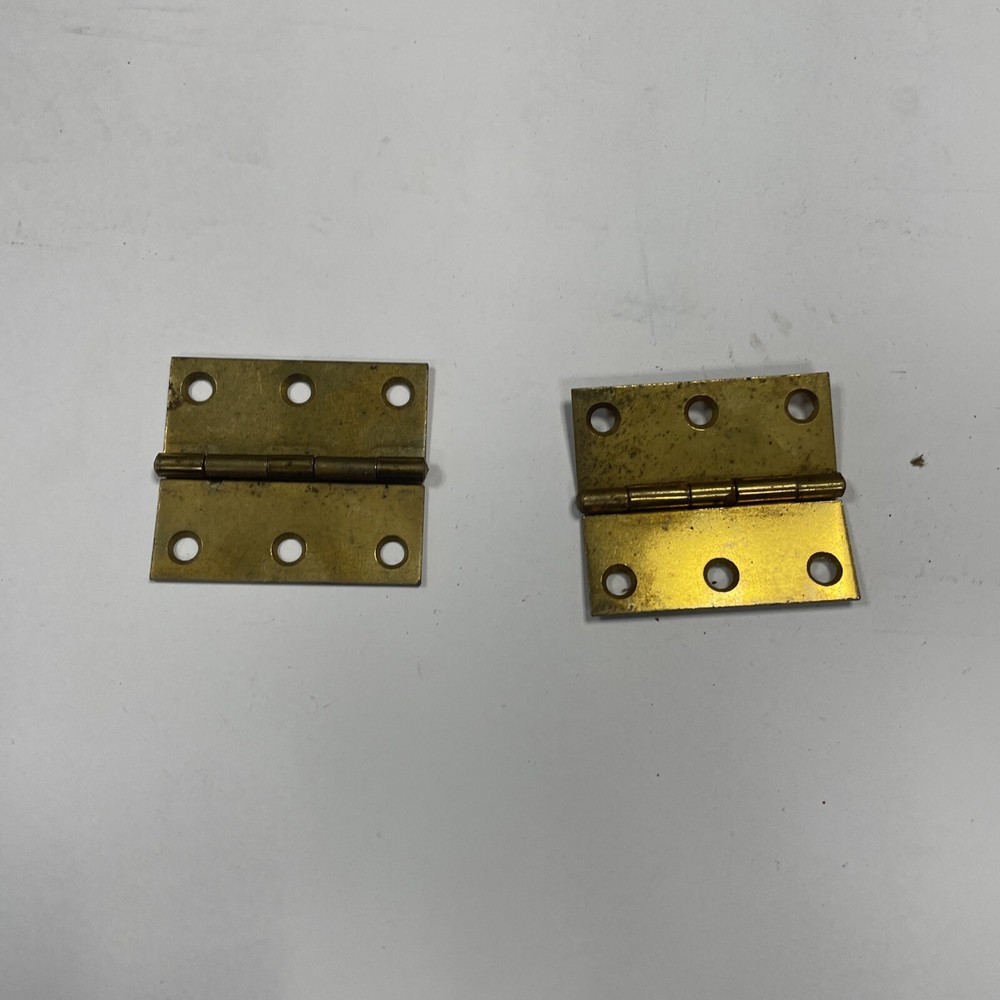 2 Vintage Brass Hinges Rusty