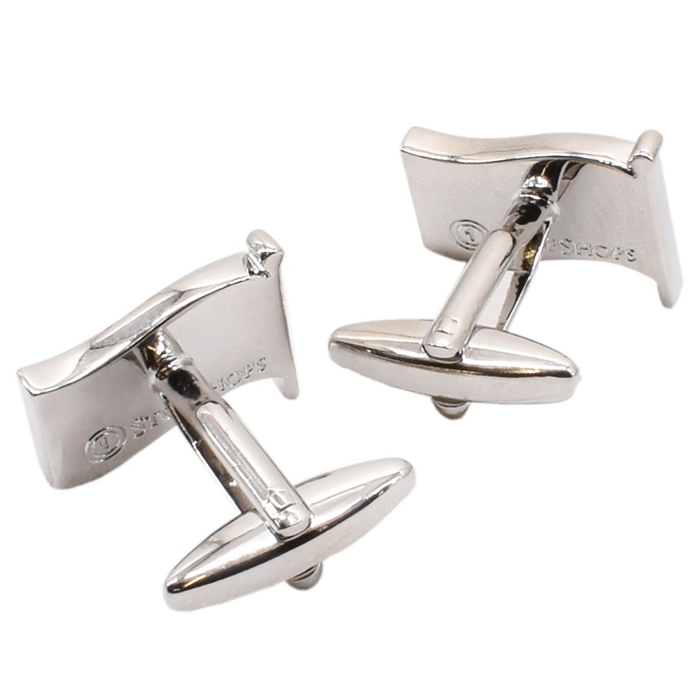 Brazil Wave Flag Silver Cufflinks in Gift Box