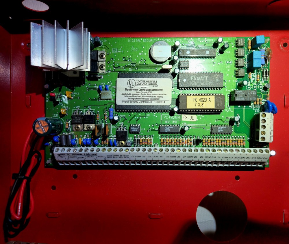 DSC MAXSYS PC4020CF 16-Zone Fire Control Panel FACP + Cabinet Transformer Tested