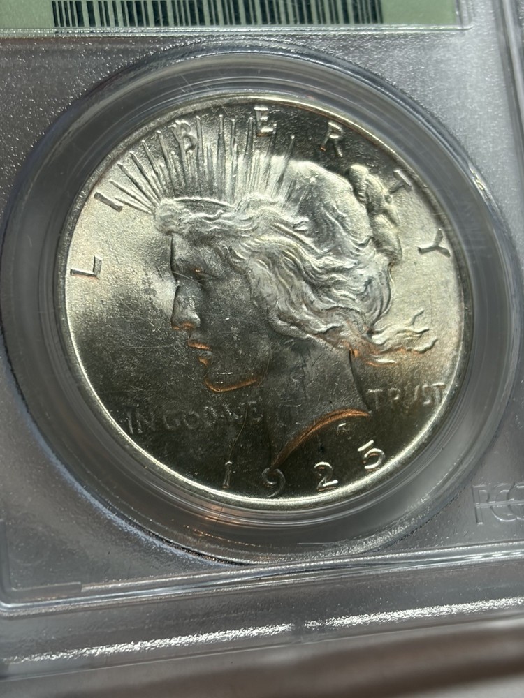 1925 PEACE SILVER DOLLAR PCGS MS64 OGH BLAST WHITE