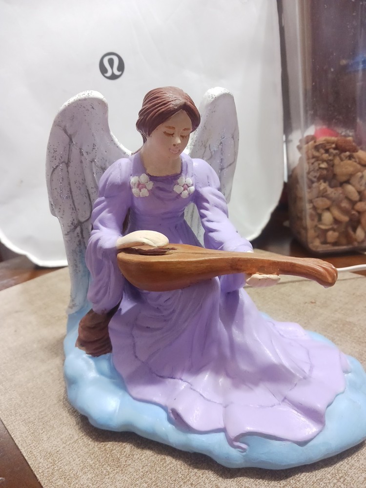 Ceramic  Angle Playing Instrument  Night Light With Wings Hand Painted