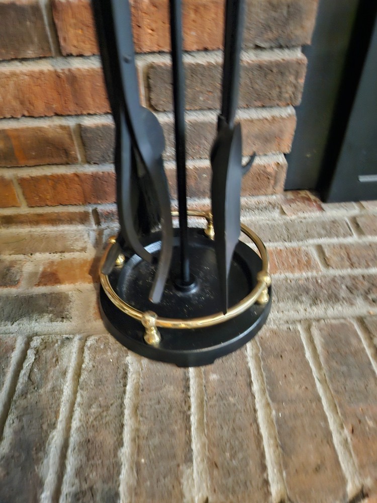 Pilgrim Fireplace Fire Set w/ Brass Rail & Urn Handles