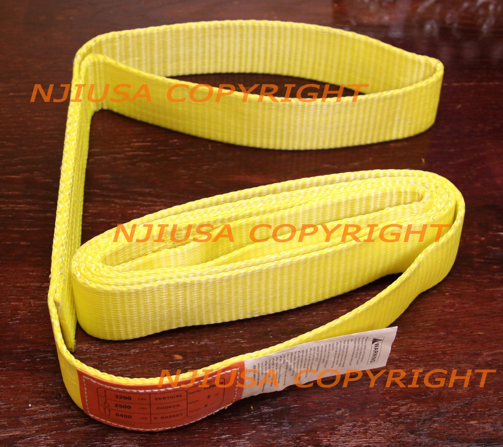 EE1-902 x 8ft Polyester Web Lifting Sling 2"x8' Lifting Tow Strap eye to eye