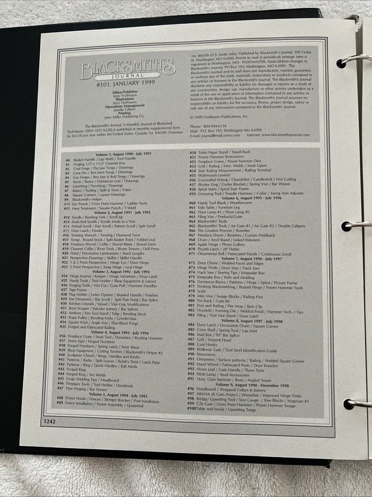 Blacksmith's Journal 1999 Complete Year Illustrated Techniques Set