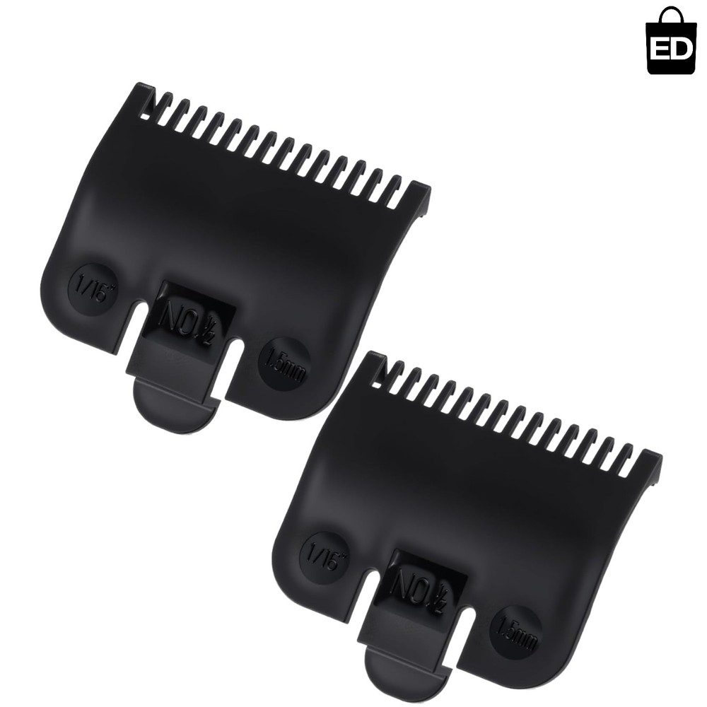 Versatile 2 Pcs Black Clipper Guards - Ideal for Pets & Humans, 1/16'' Size