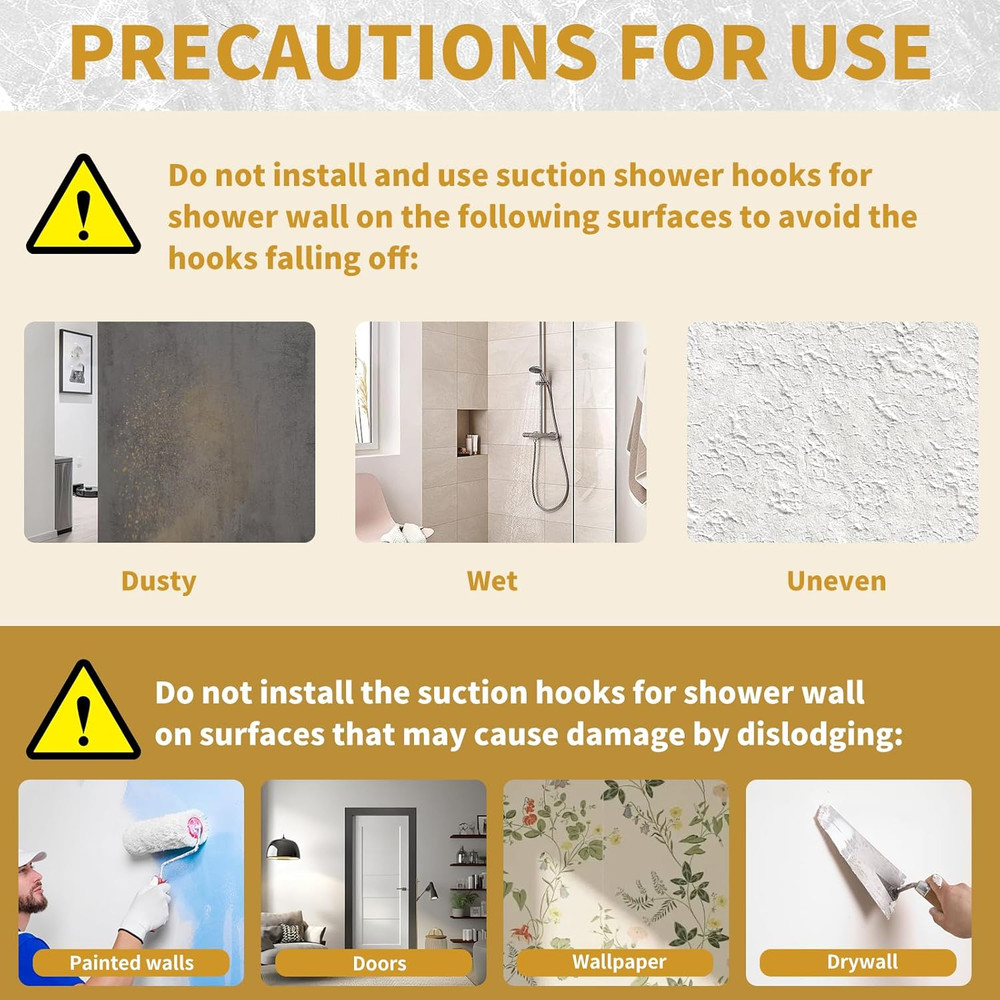 Gold Suction Cup Hooks 2 Pack for Shower, Bathroom, Kitchen, Tile