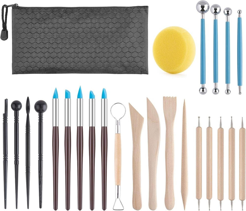 Clay Tools Kit, 25 PCS Ceramics Polymer ClaySculpting Modeling PotteryTools Kit