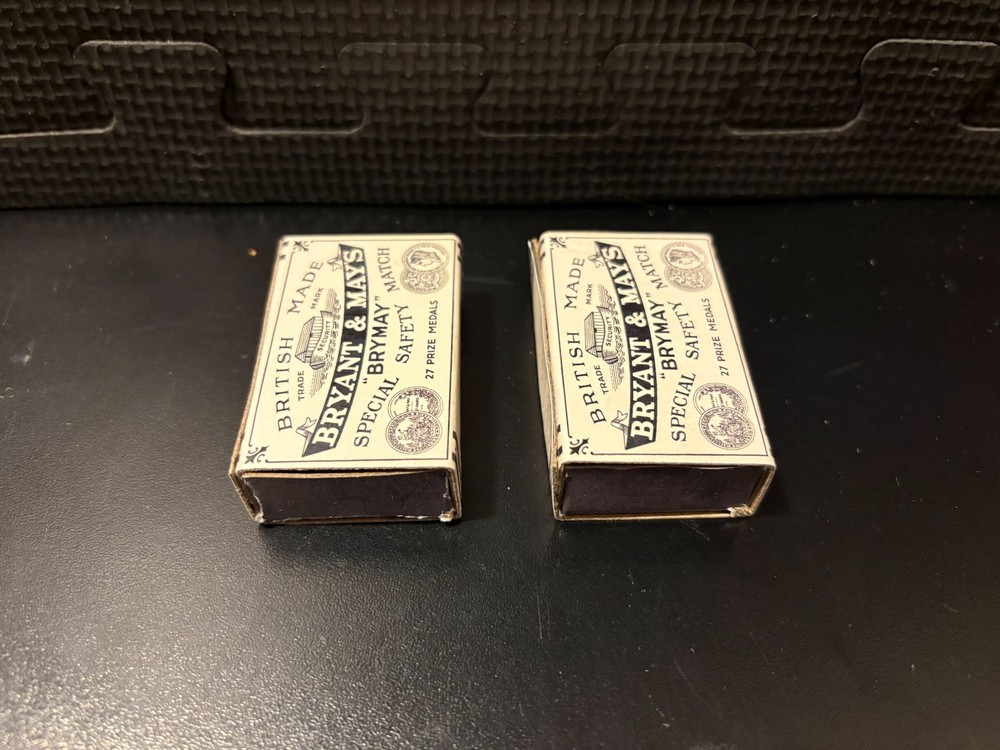 1910 Bryant & May matchbooks - 2 empty custom design display boxes