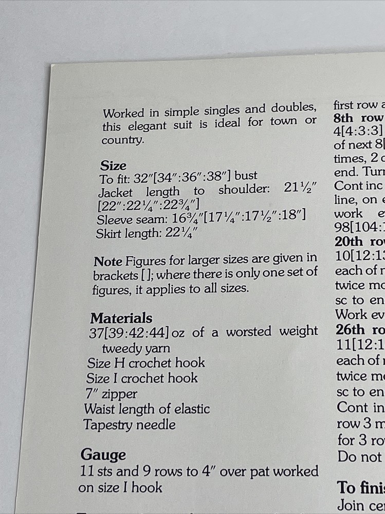 Marshall Cavendish Womens Tweed Suit Crochet Pattern