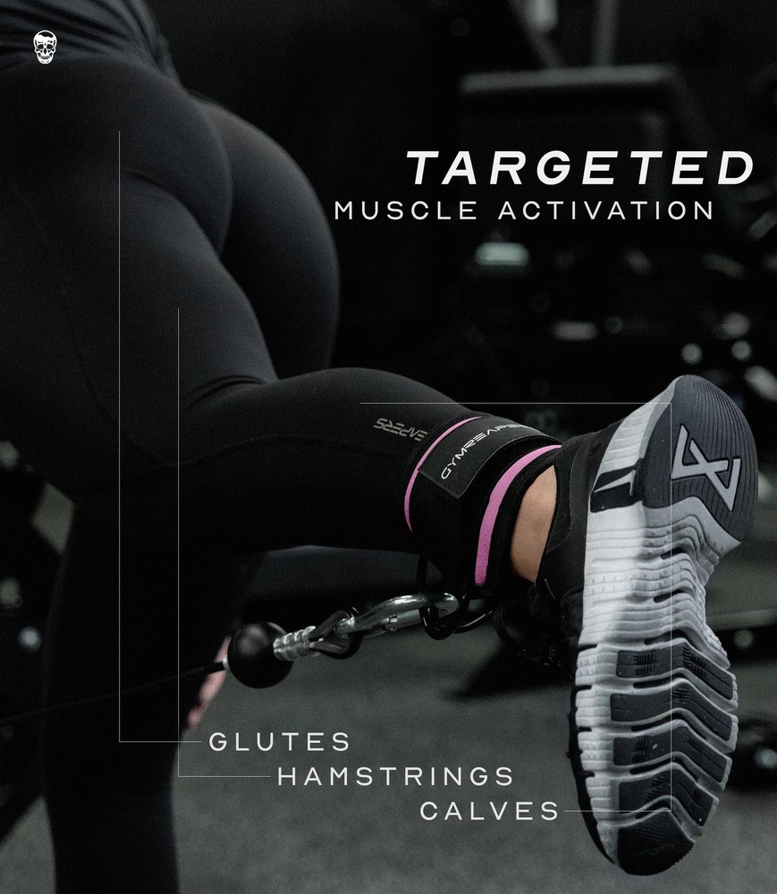 Gymreapers Ankle Strap (Single) For Cable Machine Kickbacks, Single, Pink