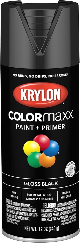 Versatile 12oz Gloss Black Spray Paint: Fast Drying & Easy Application