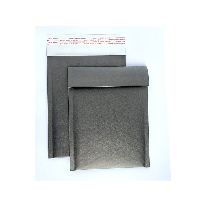 Happy Mail 6" x 9" Self-Sealing Bubble Mailer, Black, Dozen Pack