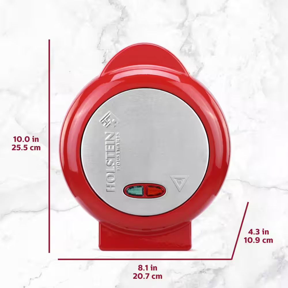 4-Egg Red and Stainless Steel 2-Section Omelets Maker