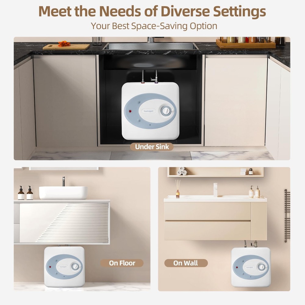 Electric Tank Water Heater-8 Gallon Under Sink Instant Hot Water for RV, Camp...