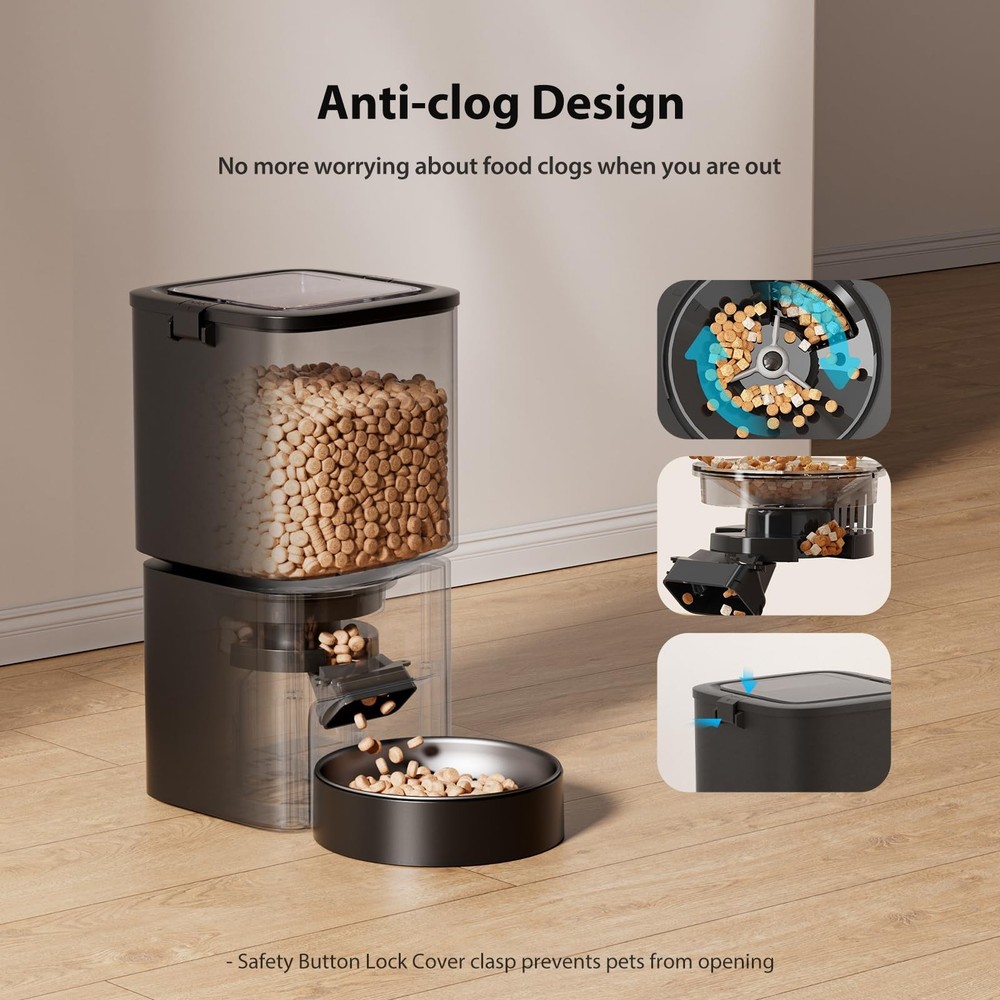 Automatic Cat Feeder, 5L/21 Cup Timed Automatic Pet Feeder, Dual Power Auto Dog