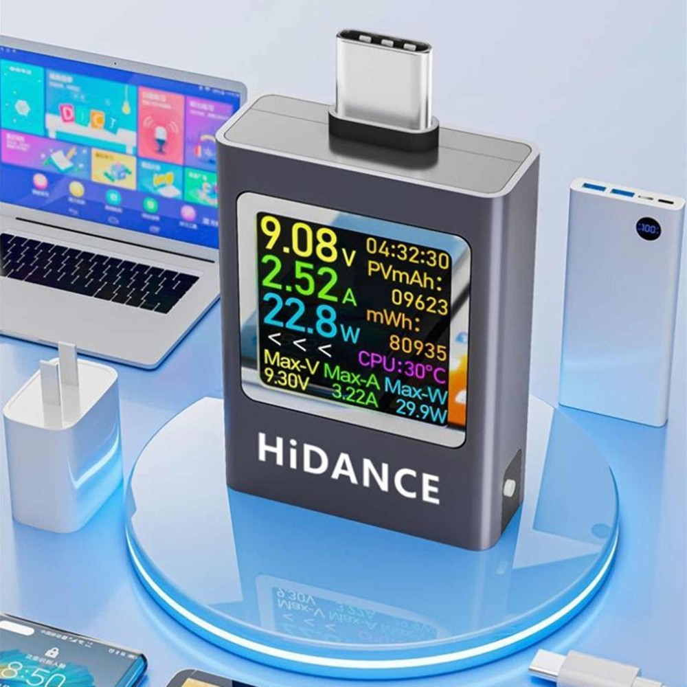 USB C Energy Capacity Tester HD Screen Offline Data Storage Wide Compatibility