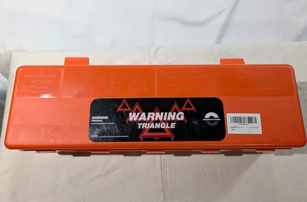 3-Piece Workkool Safety Roadside Emergency Warning Triangles w/Case NWOB