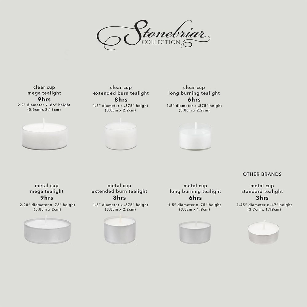 300 Pack Tea Light Candles - Unscented, 8 Hour Burn Time