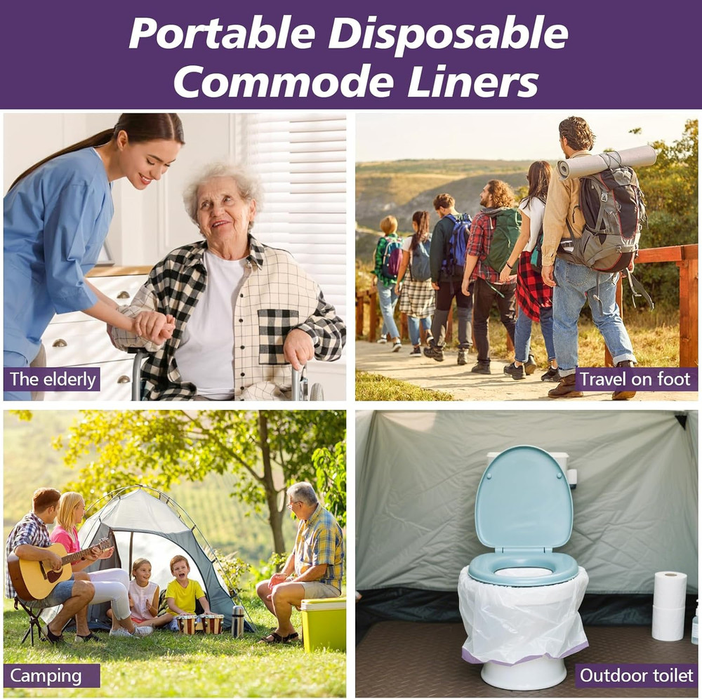 Commode Liners with Absorbent Pads, 60 Commode Liners and 60 Commode Pads, Potty