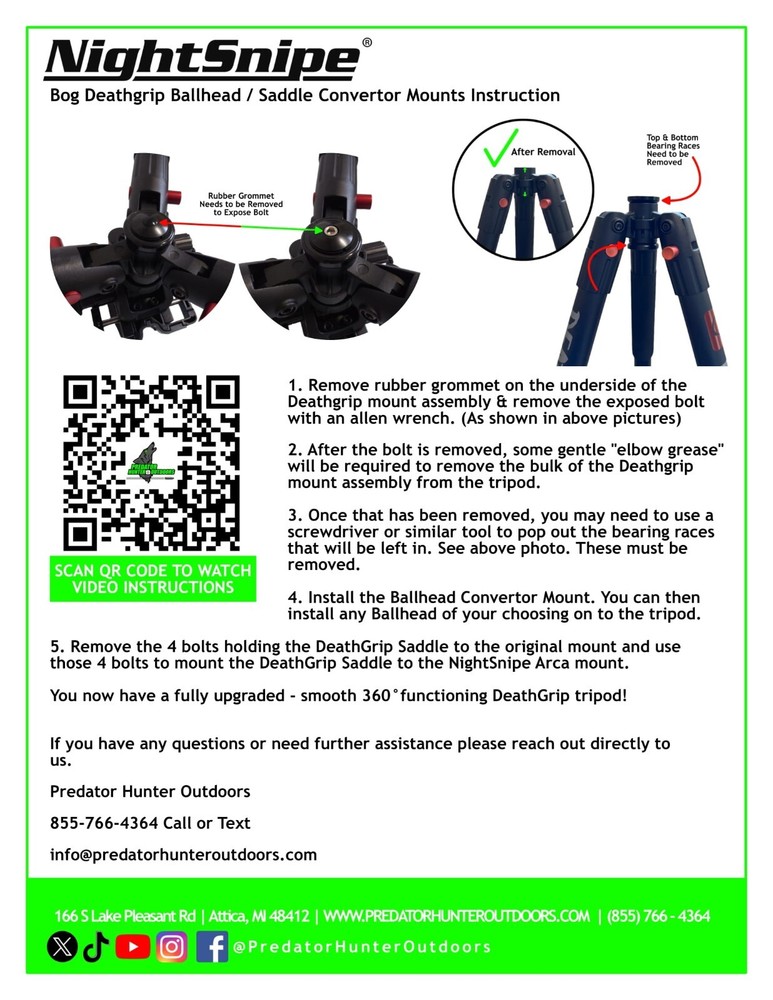 BOG DeathGrip Ball Head Converter | Saddle Arca Mount Combo