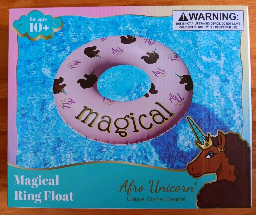 Afro Unicorn "Divine" Inflatable Pool Swim Ring Float 39” Purple QUANTITY SAVING