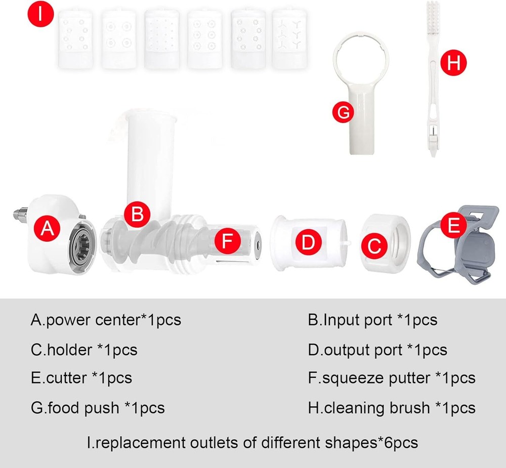 Pasta Maker Attachment for Kitchen aid Stand Mixers with 6 Interchangeable Diffe