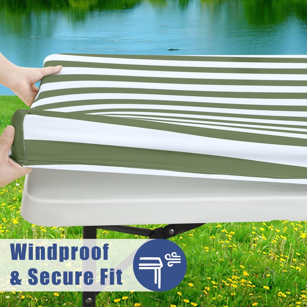 Rectangle Fitted Table Cloth, Waterproof Spandex Elastic Tablecloths, Fits fo...