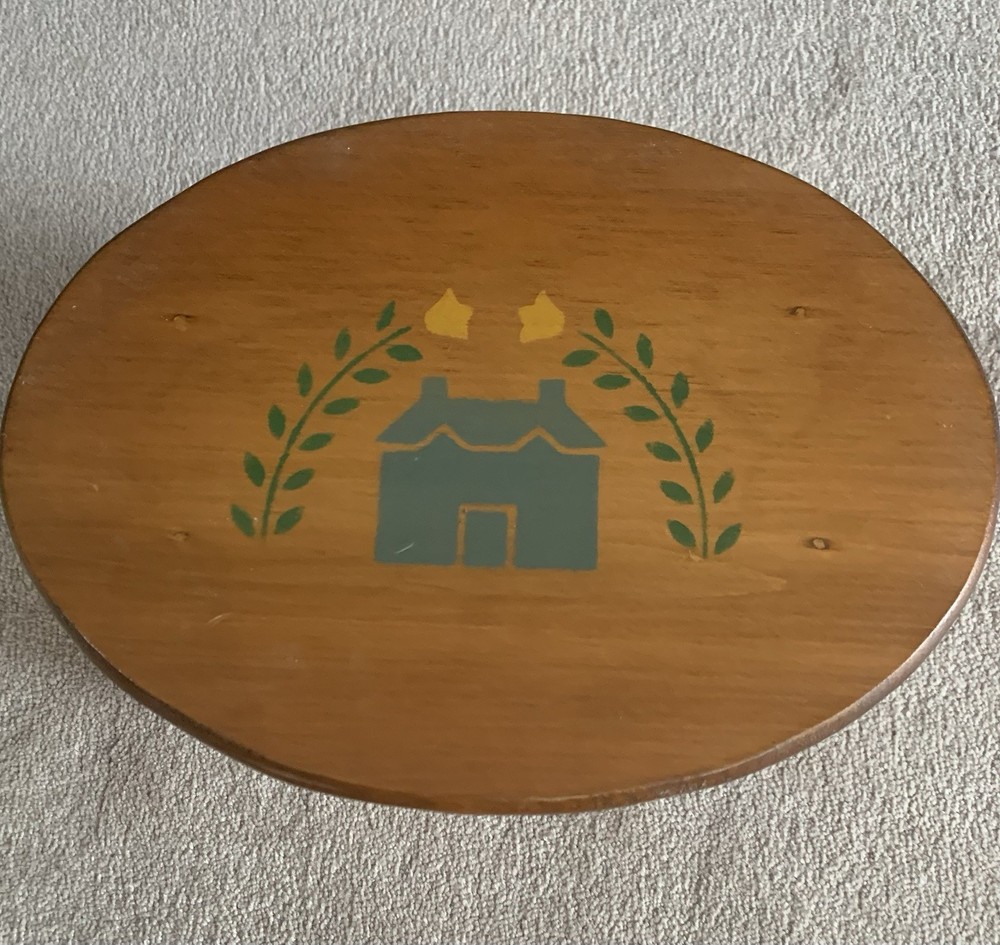 Solid Wood Oval Footstool/Step Stool Bench Hand Made Signed Dated 1994 Country