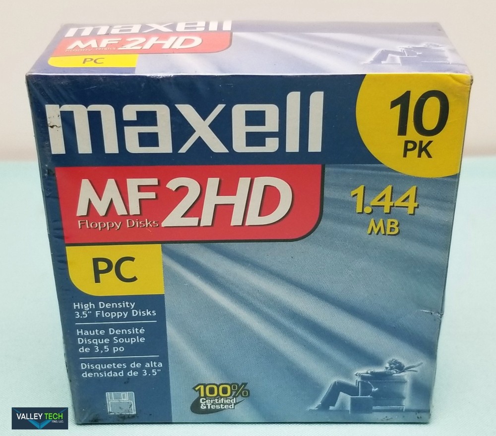 Maxell 3.5 HD 1.44MB Floppy disk MF2HD 10 Pack NEW
