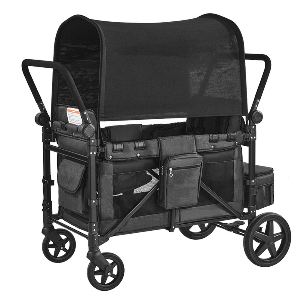 Wagon Stroller 4 seater Push Pull Quad Collapsible Stroller 330LBS with Canopy