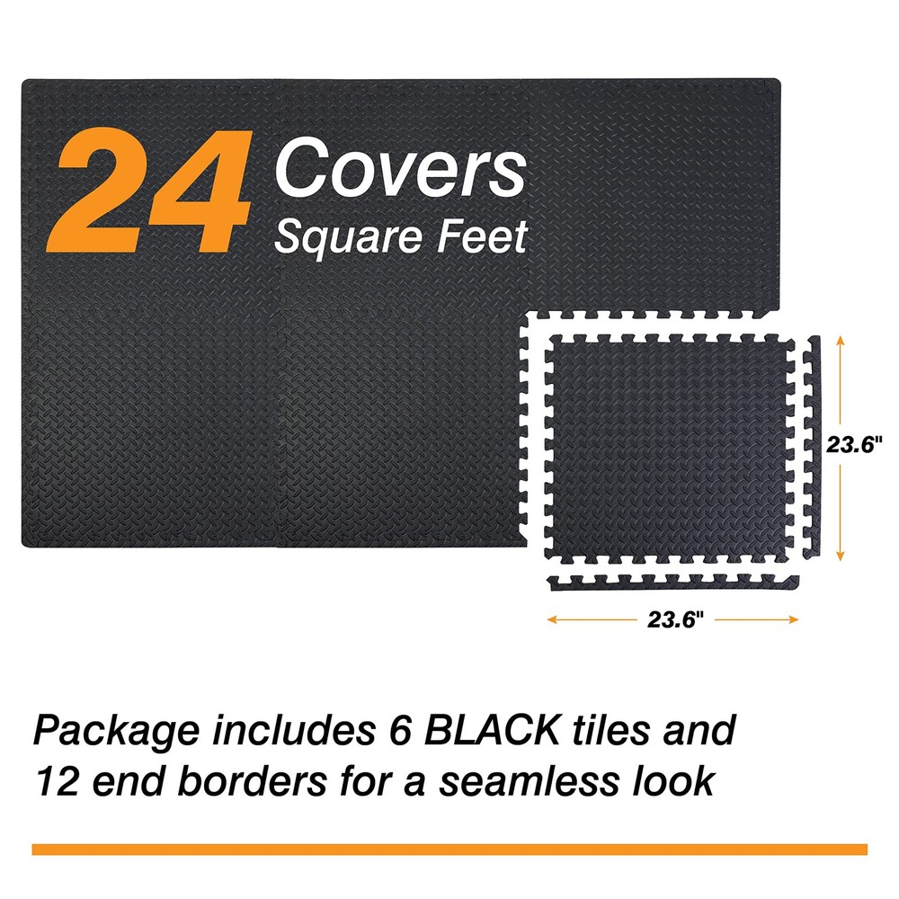 AUPM001BK Interlocking Foam Mat Protective Exercise Workout Puzzle Floor Mat ...