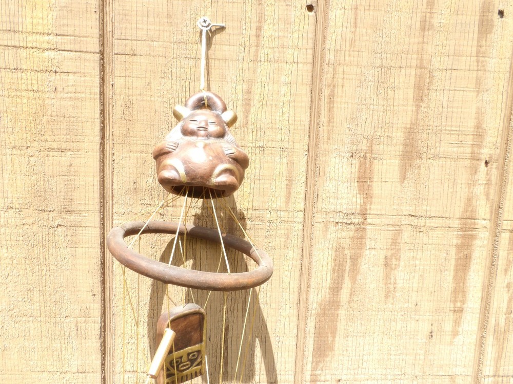 Rustic Ceramic Wind Chime Clay Pot Design Handmade Southwestern Boho Decor 40"