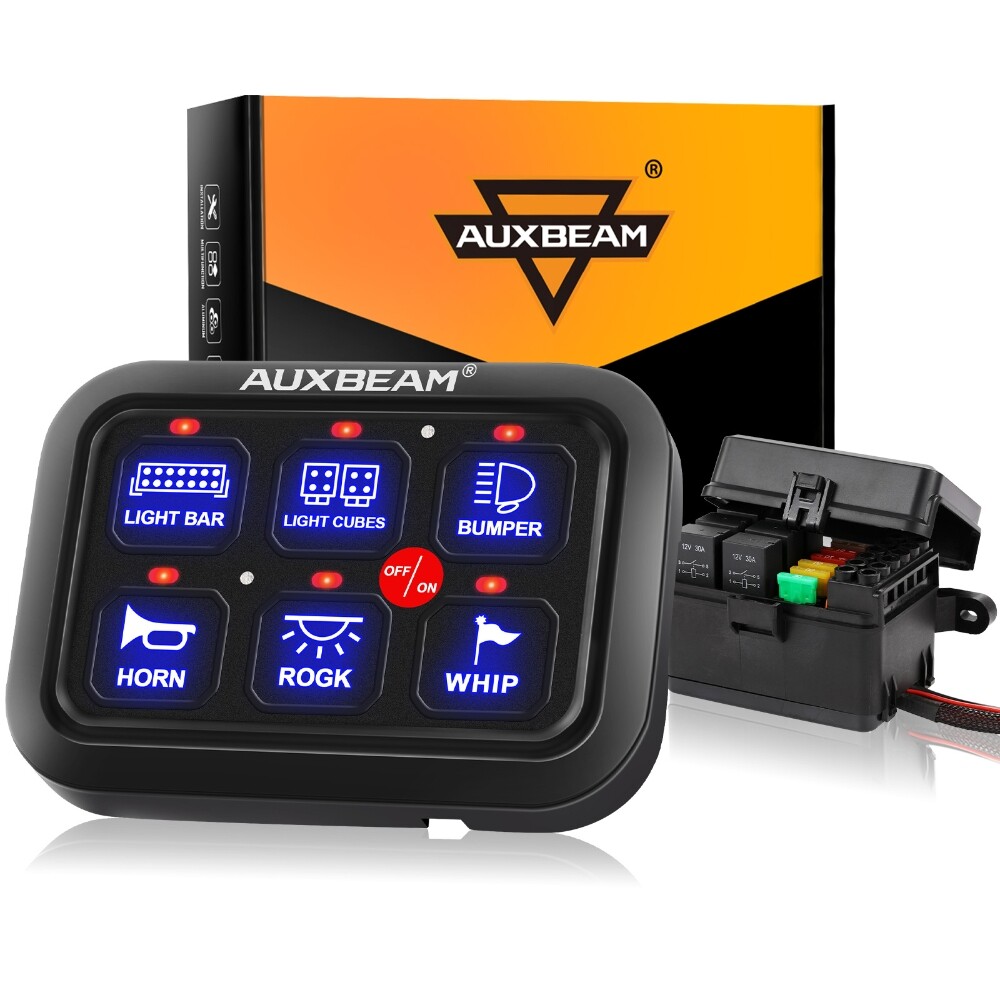 AUXBEAM 6 Gang Switch Panel LED Light Electronic Relay Circuit Control System
