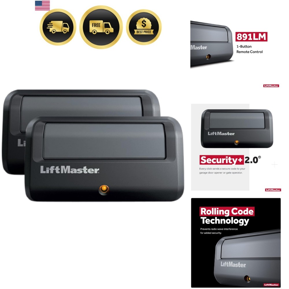 Security+ 2.0 1-Button Gate Operator Remote Control with Visor Clip - Pack of 2